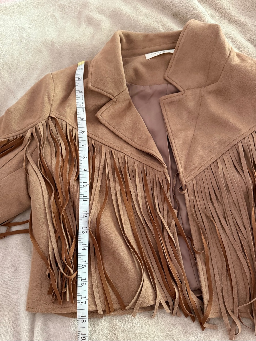 Fringe Faux Suede Cropped Jacket - Beige - Picture 10 of 10